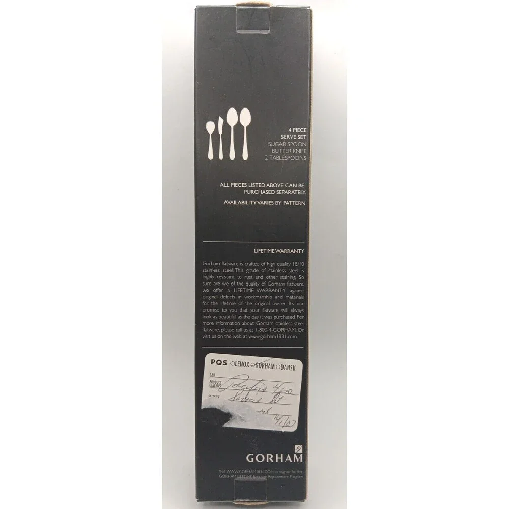 New! Gorham Pacifico 18/10 Stainless Steel Flatware Serving Set (4 PC)